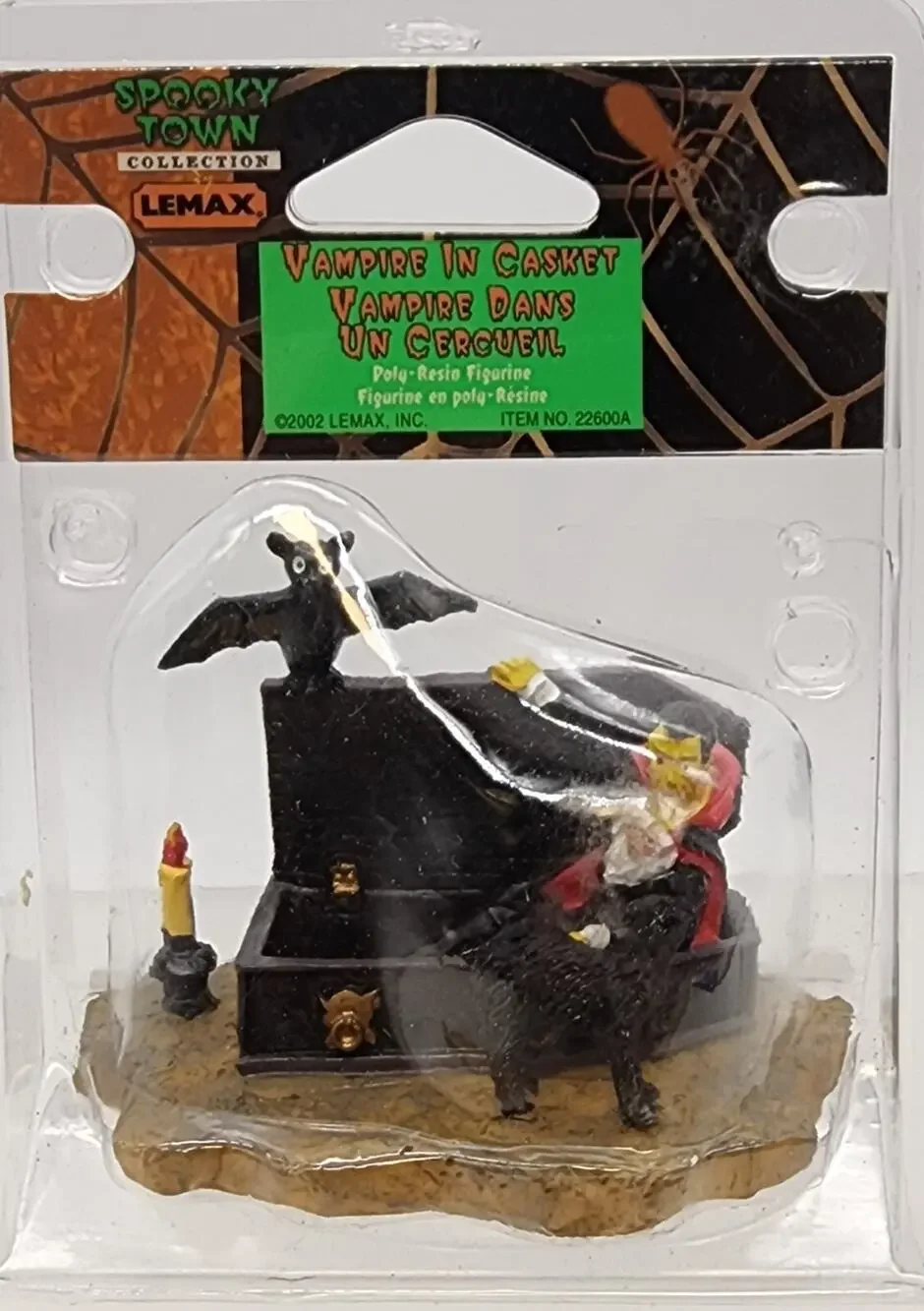 Lemax 2002 Spooky Town Halloween Village Vampire In Casket 22600 Dracula Cat Bat